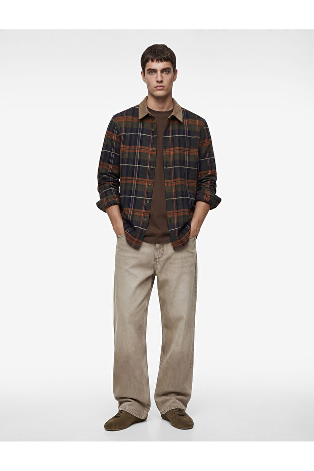 Regular Fit Long Sleeve Classic Collar Lumberjack Shirt