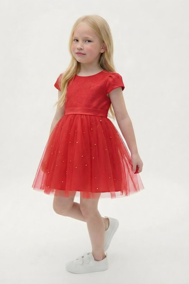 Girls' Dress Special Occasion and Party Dress Princess Model Back Detail Bow Evening Dress