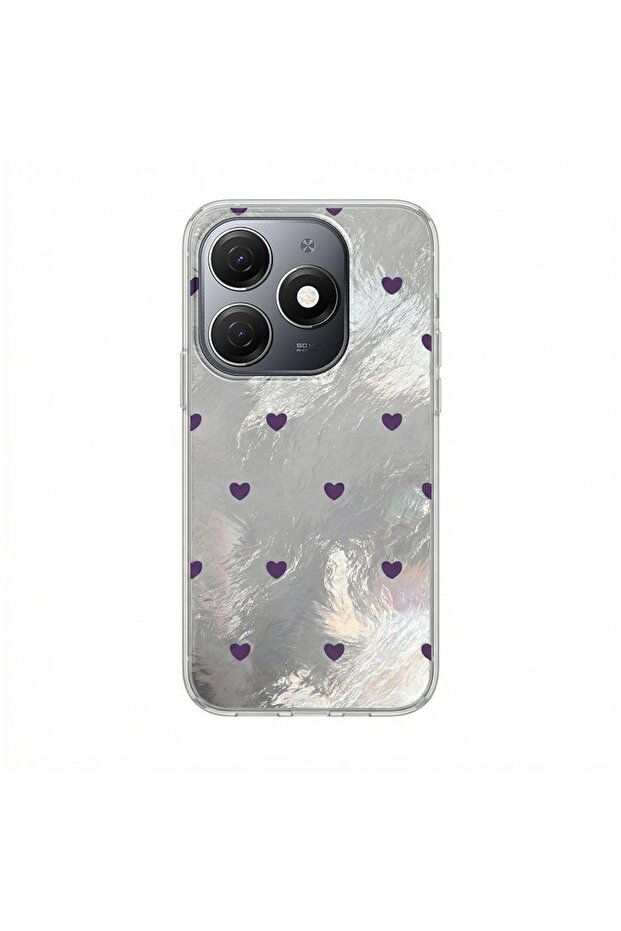 Tecno Spark 20C Compatible Case Pink Heart Silicone Case Lilac