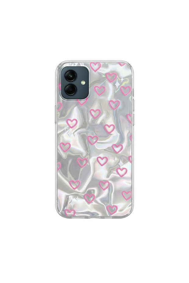 Samsung Galaxy A06 Compatible Case Zebana Pink Heart Silicone Case Pink