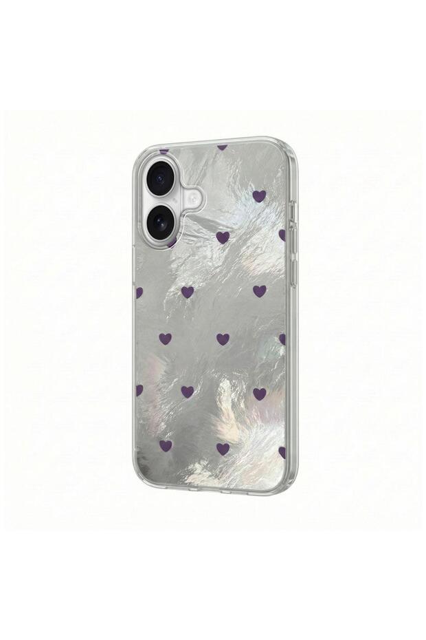 حافظة متوافقة مع هاتف iPhone 17 مصنوعة من السيليكون بنمط قلب أرجواني - 2