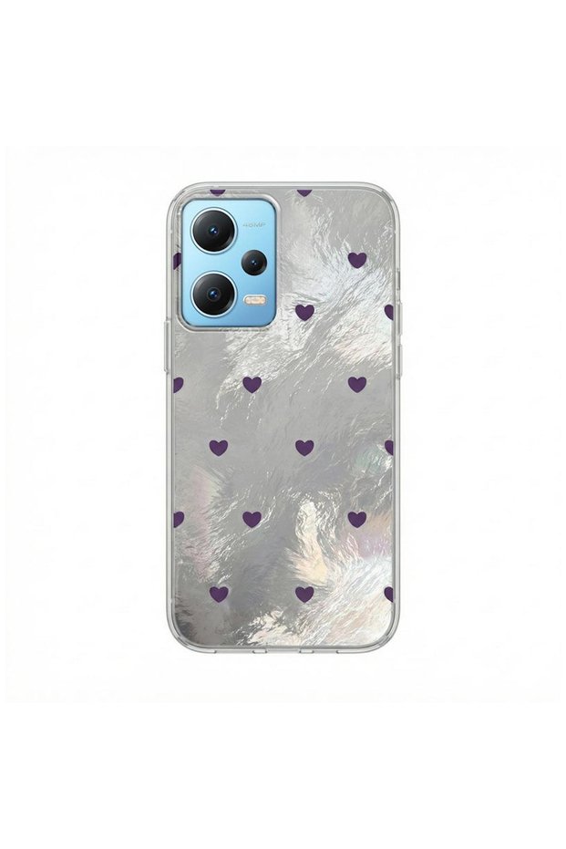 Xiaomi Redmi Note 12 Pro 5g Compatible Case Pink Heart Silicone Case Lilac