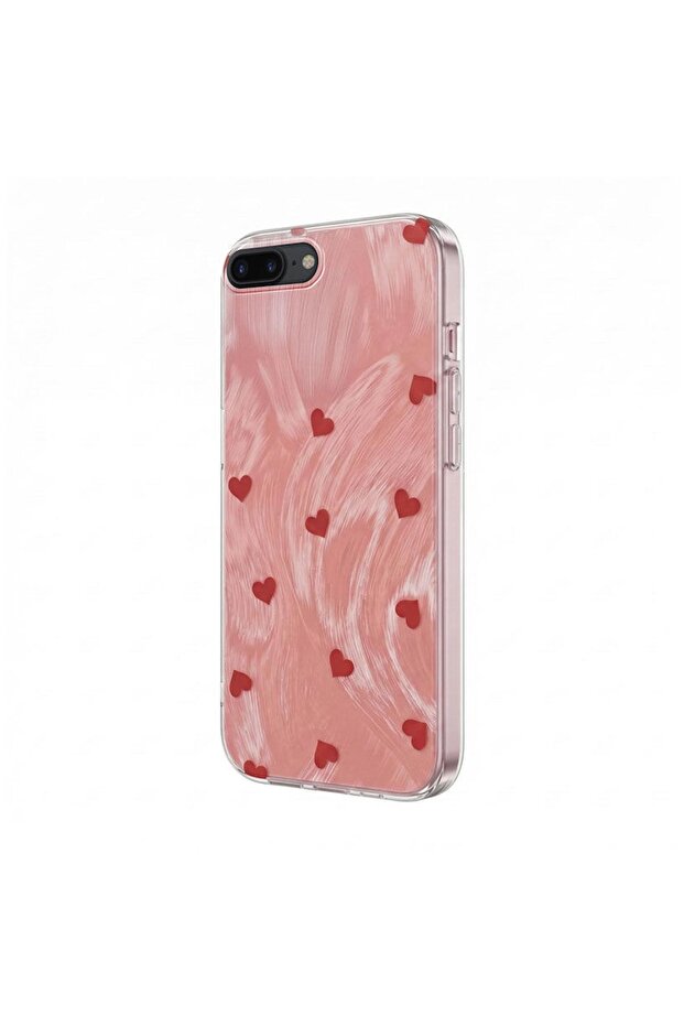 iPhone 6S Plus Compatible Case Heart Pattern Silicone Case Red - 2