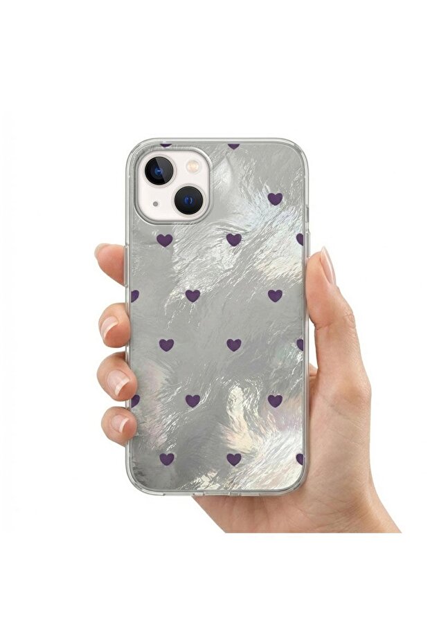 حافظة متوافقة مع هاتف iPhone 15 Plus، حافظة من السيليكون بنمط قلب، أرجواني - 3