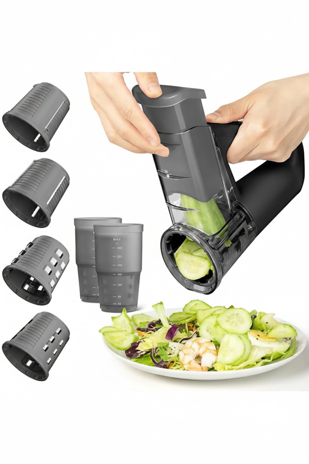 Electric Vegetable Slicer Cordless Salad Cutter 4 Blades USB Rechargeable
