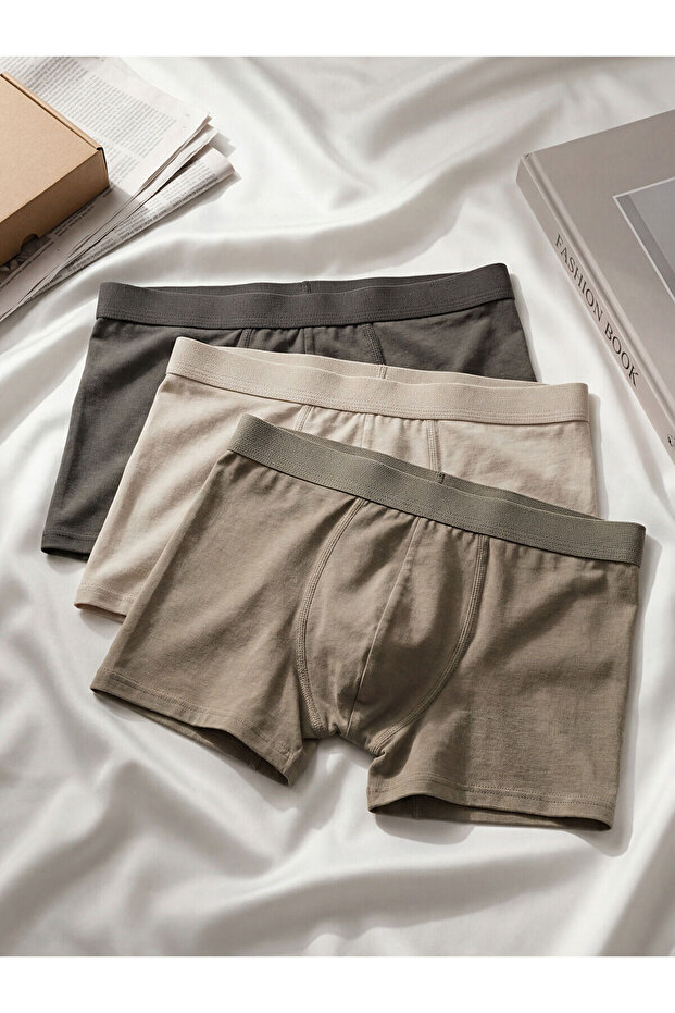 Create Your Style with Uzg Store Beige Loose Fit Cotton Stretchy Men's Boxer 3-Pack