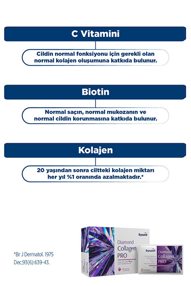 Diamond Collagen PRO 30 Saşe - Hidrolize Peptit Tip 1 Balık Kolajeni, Biotin - Saç&Cilt&Tırnak - 7