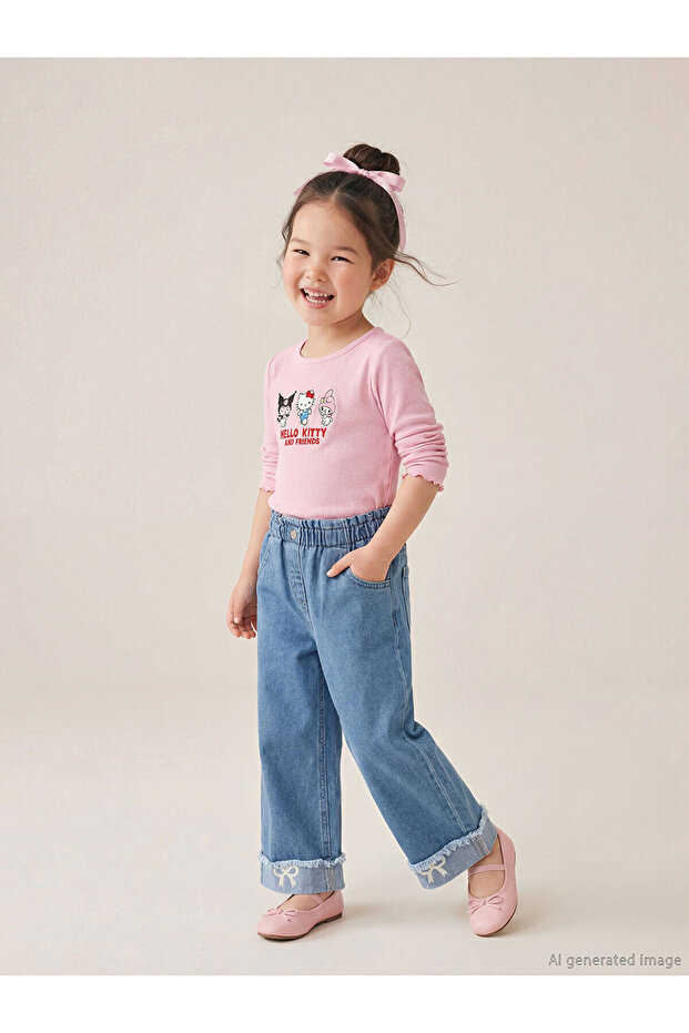 Indigo W Wide Leg Girl's Jean Pants