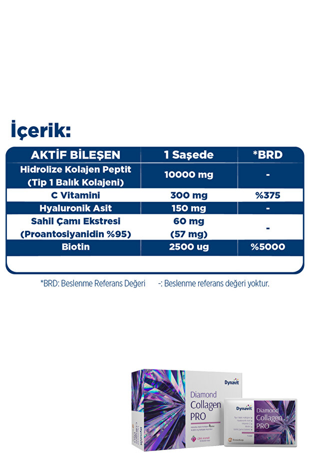 Diamond Collagen PRO 30 Saşe - Hidrolize Peptit Tip 1 Balık Kolajeni, Biotin - Saç&Cilt&Tırnak - 6