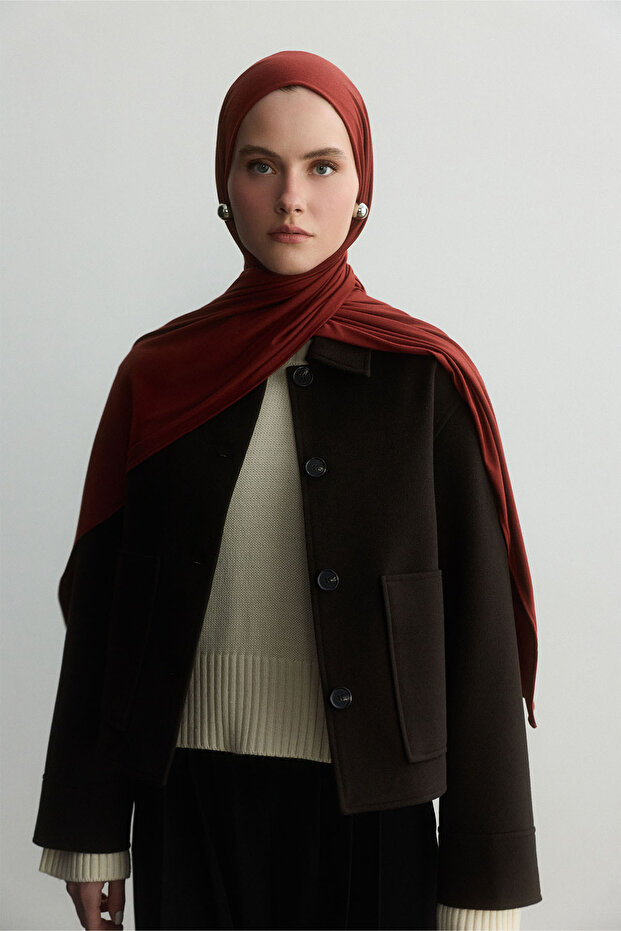 SICAK KIRMIZI BAMBU PENYE ŞAL - 5