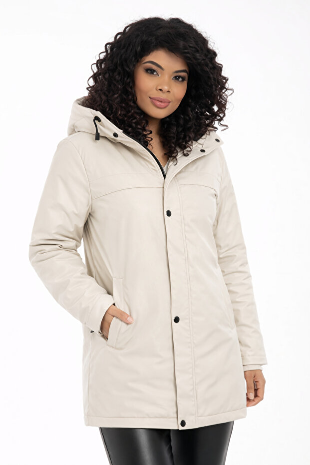 Women's Stoned Fleece Water and Windproof Hooded Winter Coat & Coat & Parka