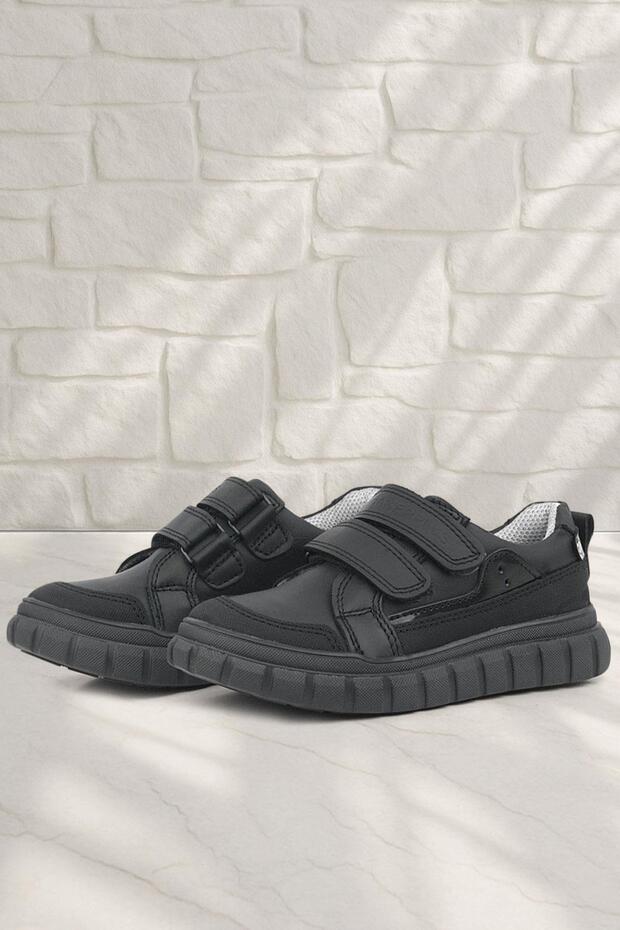 Genuine Leather Black Velcro Casual Sports Children's School Shoes