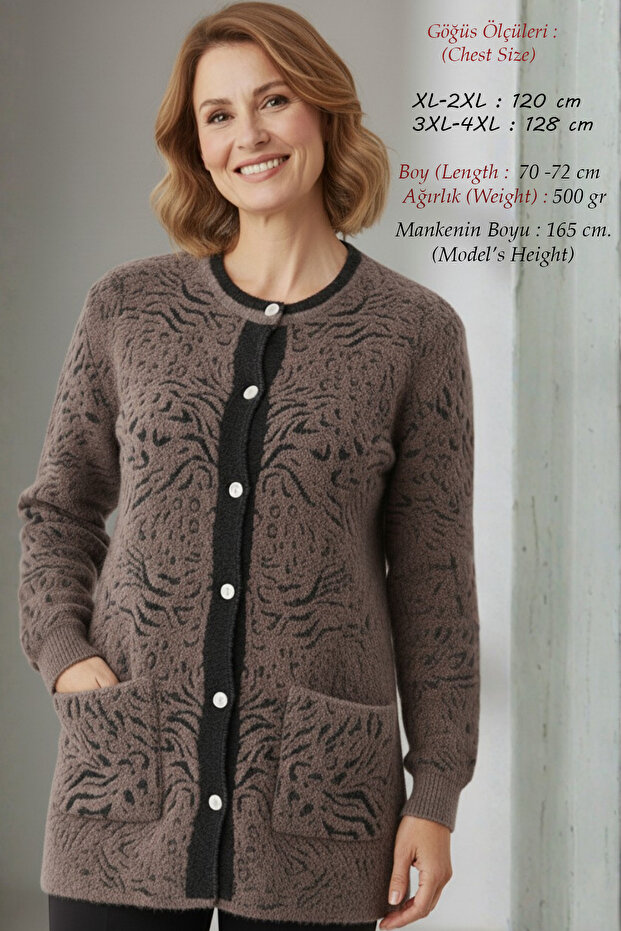 Knitwear Angora Women's Plus Size Winter Thick Soft Mother Mink Cardigan