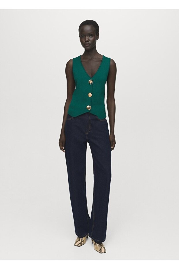 Mücevher düğmeli triko yelek - 2