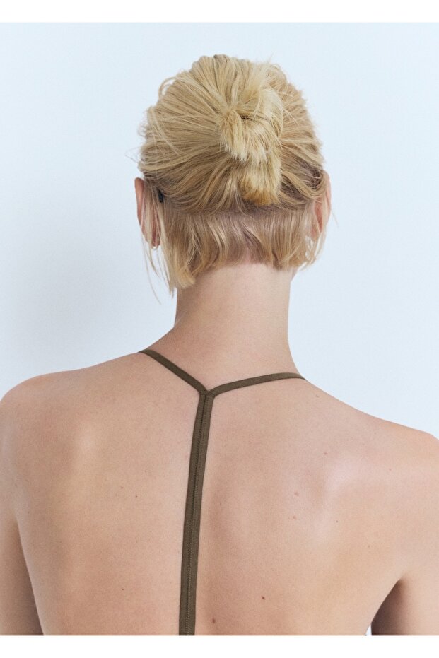 Sırt dekolteli midi elbise - 6