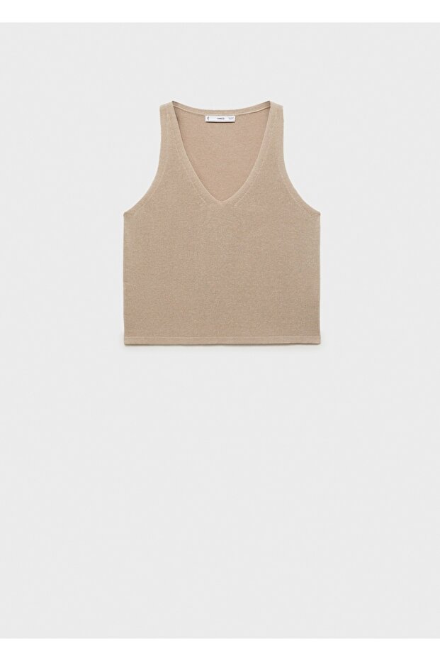 V yakalı triko bluz - 3