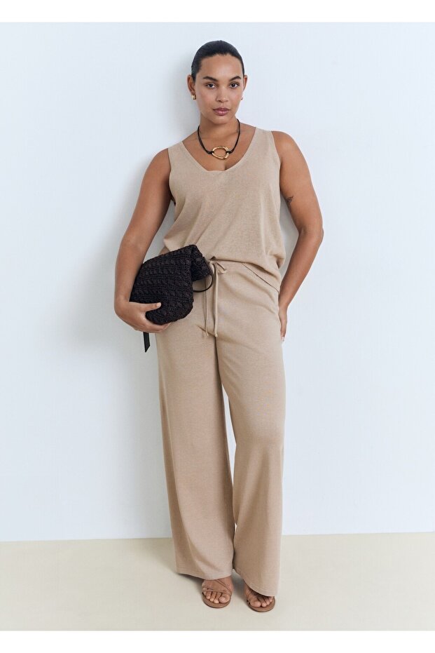 V yakalı triko bluz - 7