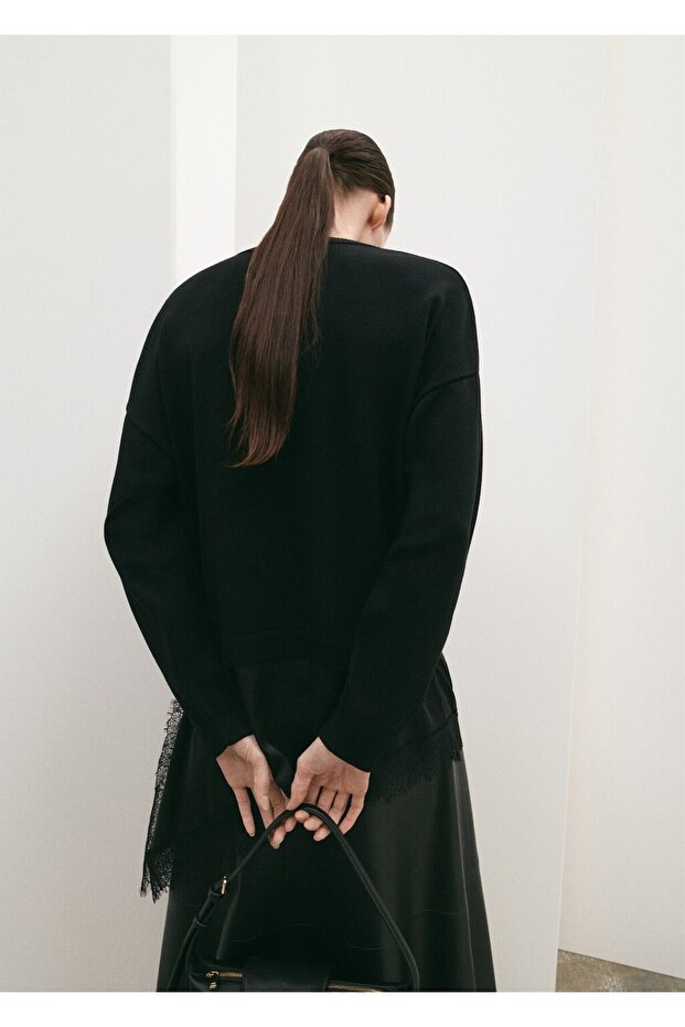 Dantel detaylı kazak - 4