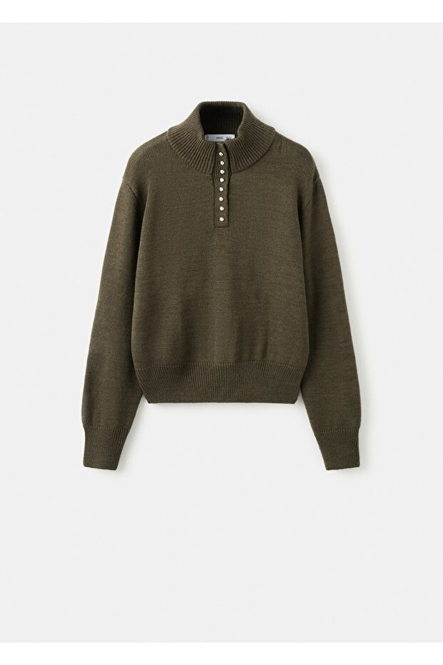 Perkins yaka düğmeli kazak - 3