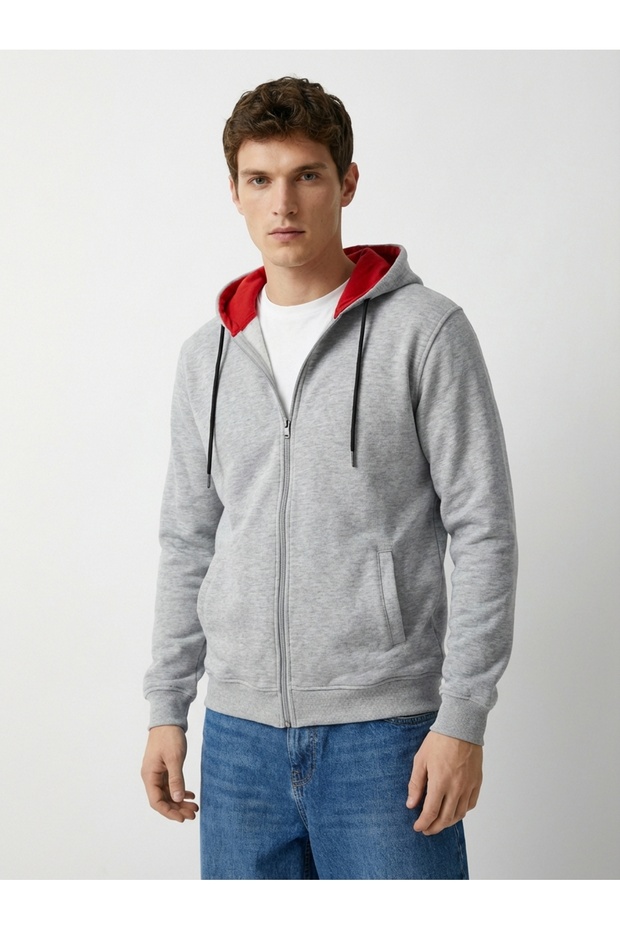 Basic Kapüşonlu Hırka Unisex - 1