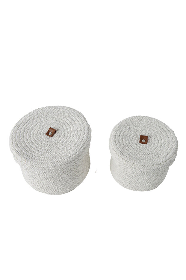 2li Kapaklı Örme Sepet - 2