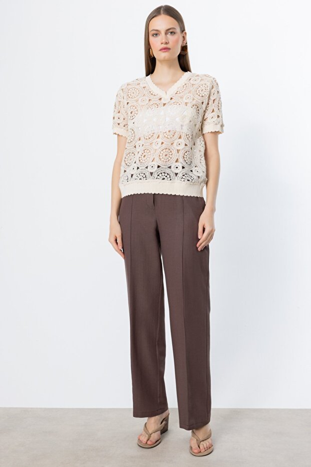 V-Neck Knitted Blouse - 3