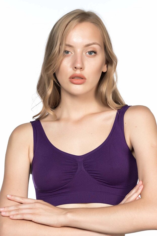 4005 Dikişsiz Kalın Askı Büstiyer Mor - 1