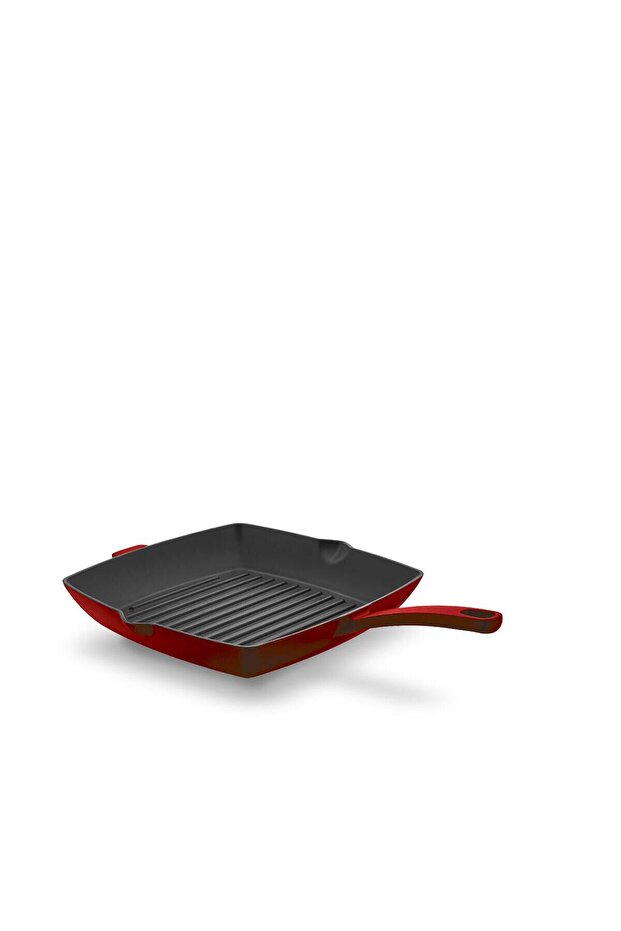 مقلاة كاستا حمراء مربعة الشكل مقاس 26×26 سم للشواء A2846-1