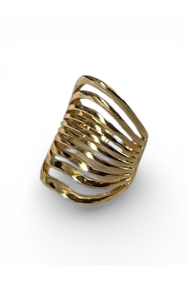 خاتم متعدد الصفوف ذهبي اللون - 1