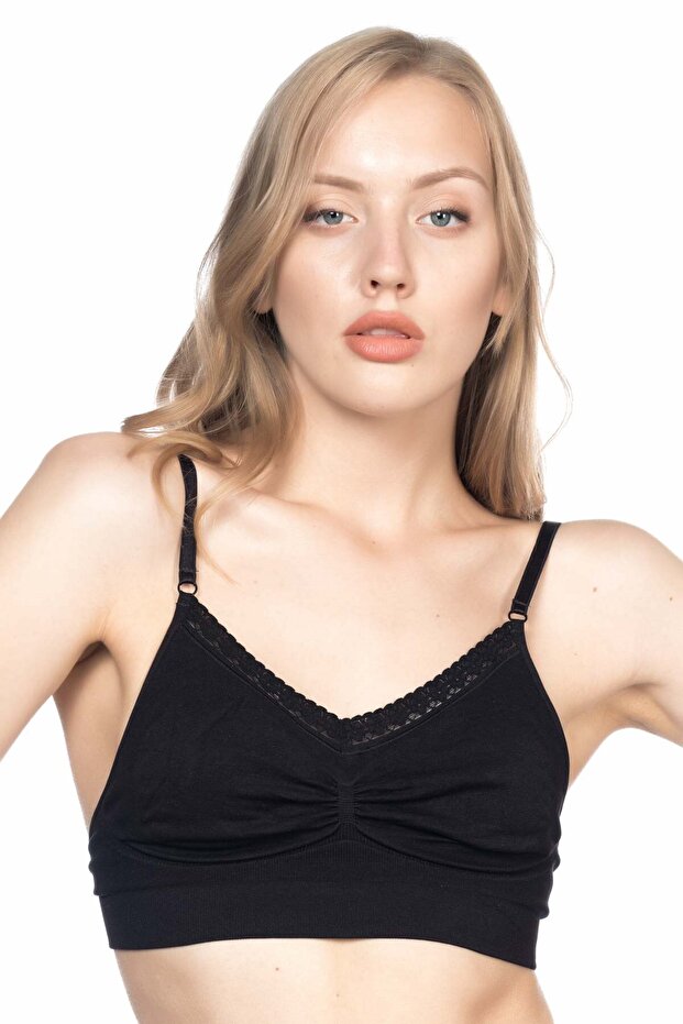 Women's Black Seamless Minimiser Gathering Bra 4040