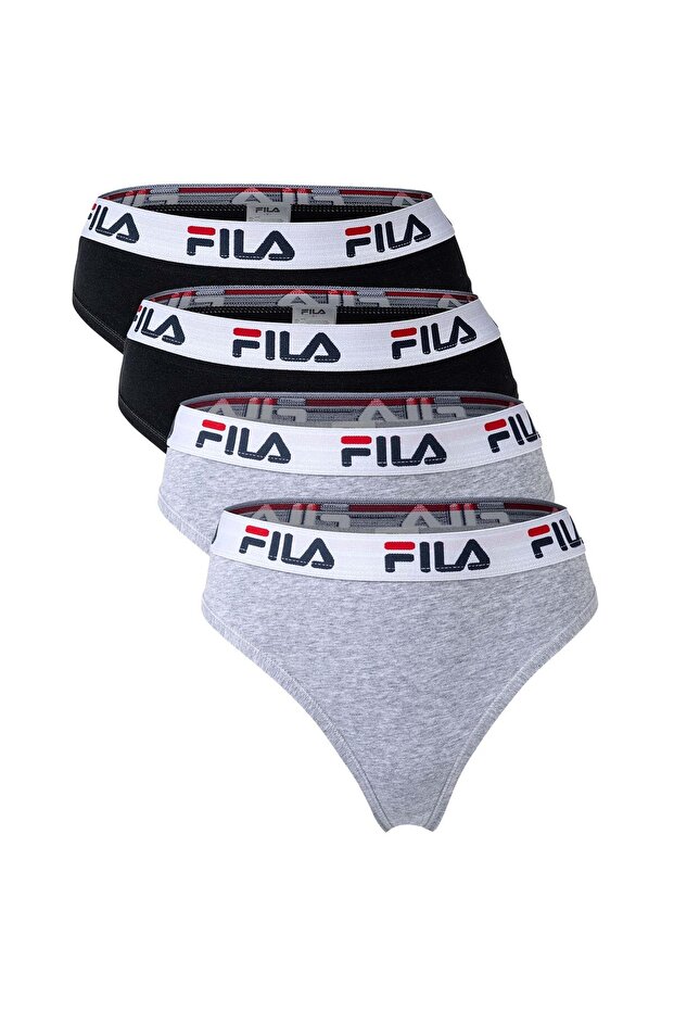 Damen String, 4er Pack - Logo-Bund, Cotton Stretch, einfarbig - 1