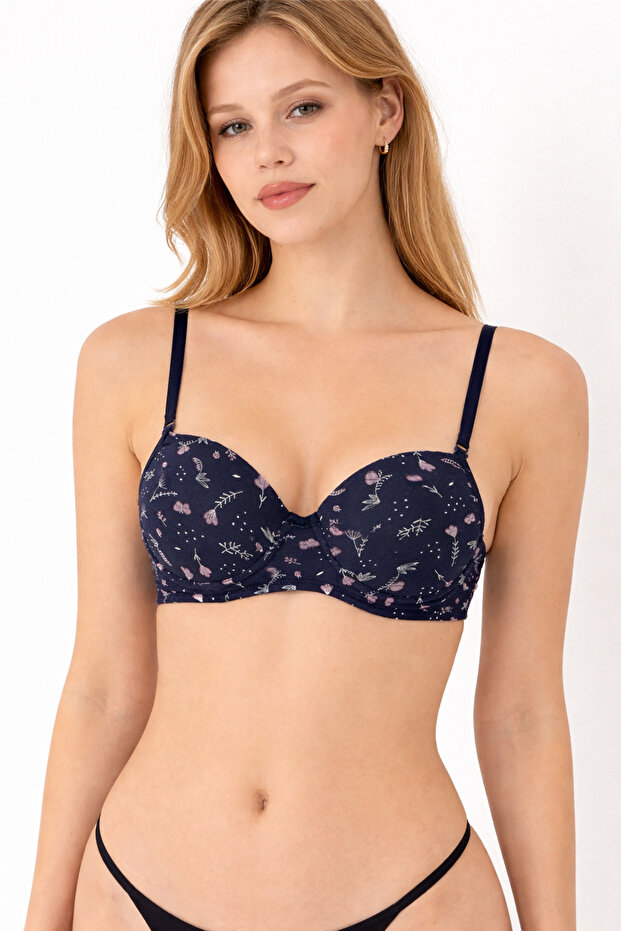 Patterned Push Up Bra - 1