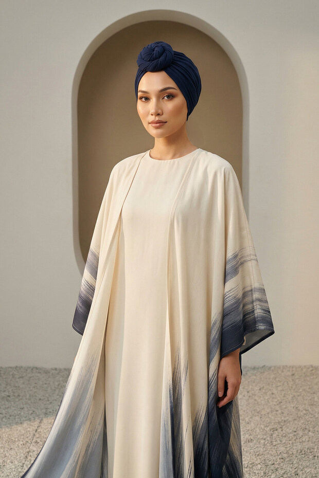بونيه قطني ممشط برباط، B-1، أزرق داكن