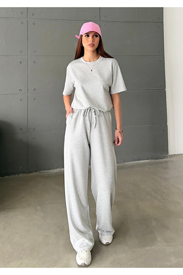 Women's Gray Modal Short Sleeve Soft Touch Sports Suit