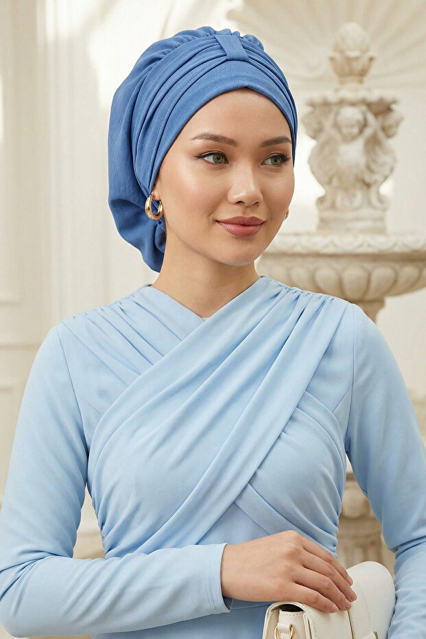 عمامة جاهزة عملية ومريحة، أزرق، HT-90