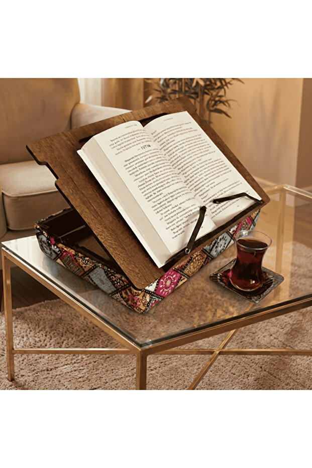 Book Reading Stand with Colorful Cushion Walnut-Mkos41C
