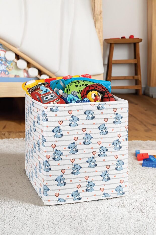 Blue Bear Figured Large Size Lid Toy Kids Room Box 40X40X45Cm