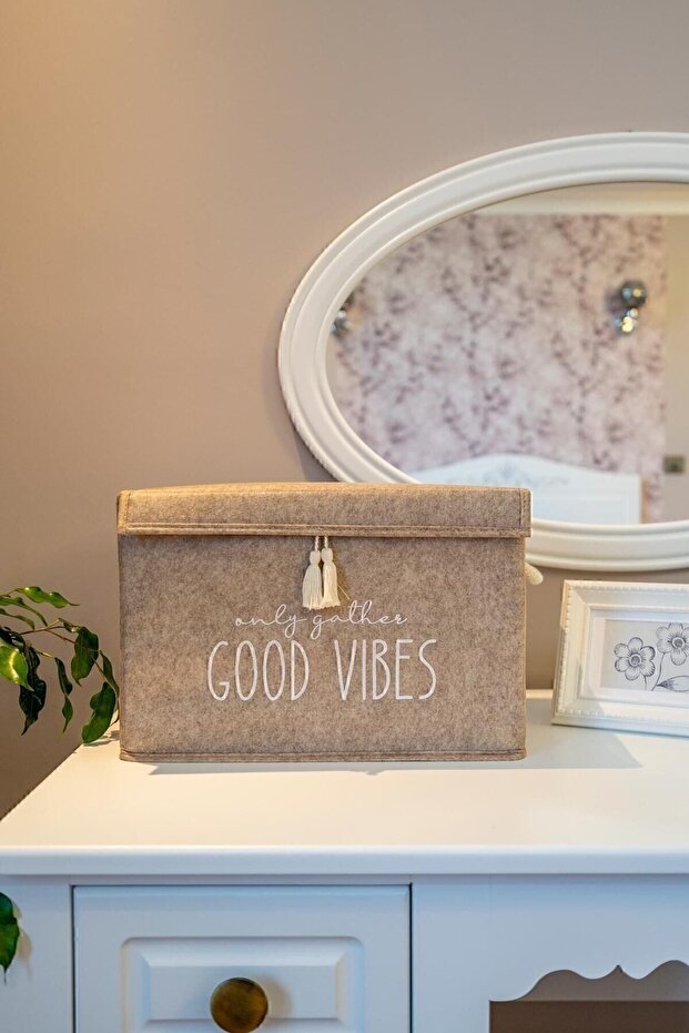 Rendszerező doboz filc fedéllel, barna - 3