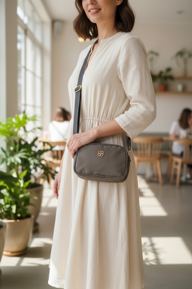 Women's Gray - 3 Compartment Waterproof Fabric Mother Bag