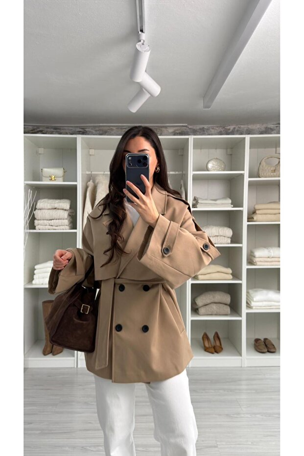 OVERSIZE TRENÇKOT - CAMEL - 5