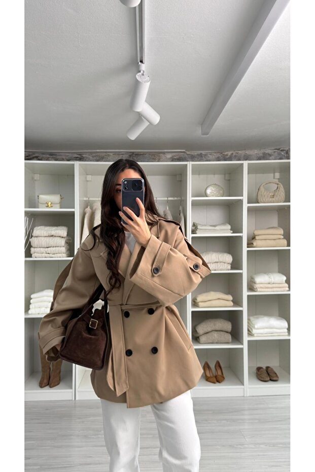 OVERSIZE TRENÇKOT - CAMEL - 3