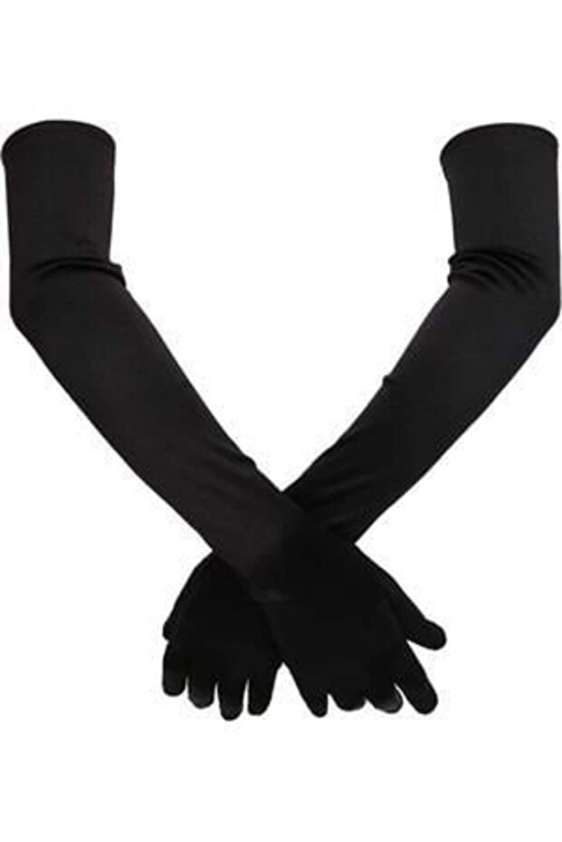 Satin Lycra Long Fingered Flexible Dance & Opera Gloves - (58 CM)