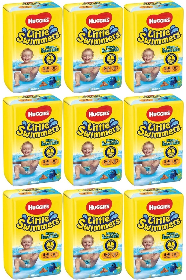 Little Swimmers Swimsuit Baby Diaper Size 5-6 12-18 kg 99 Pieces 9Pk*11