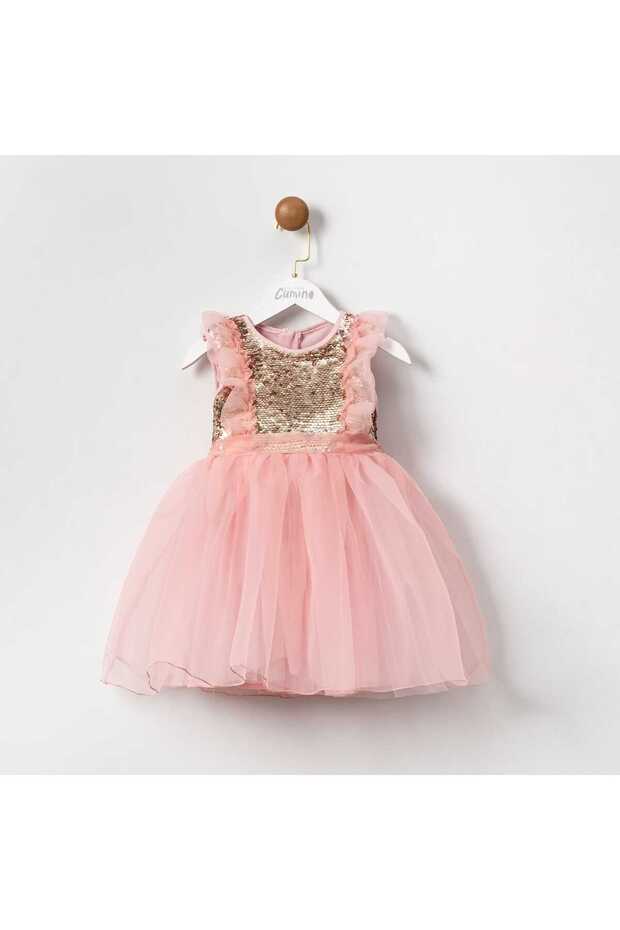 Dream Girl's Sequined Pink Chiffon Dress