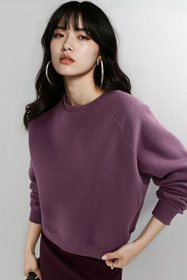 BUSEM Bisiklet Yaka Uzun Kollu Örme Sweatshirt - 1