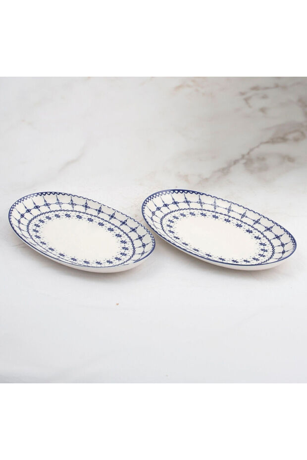Ellipse 2 Piece 25 cm Bone Boat Plate - 1614