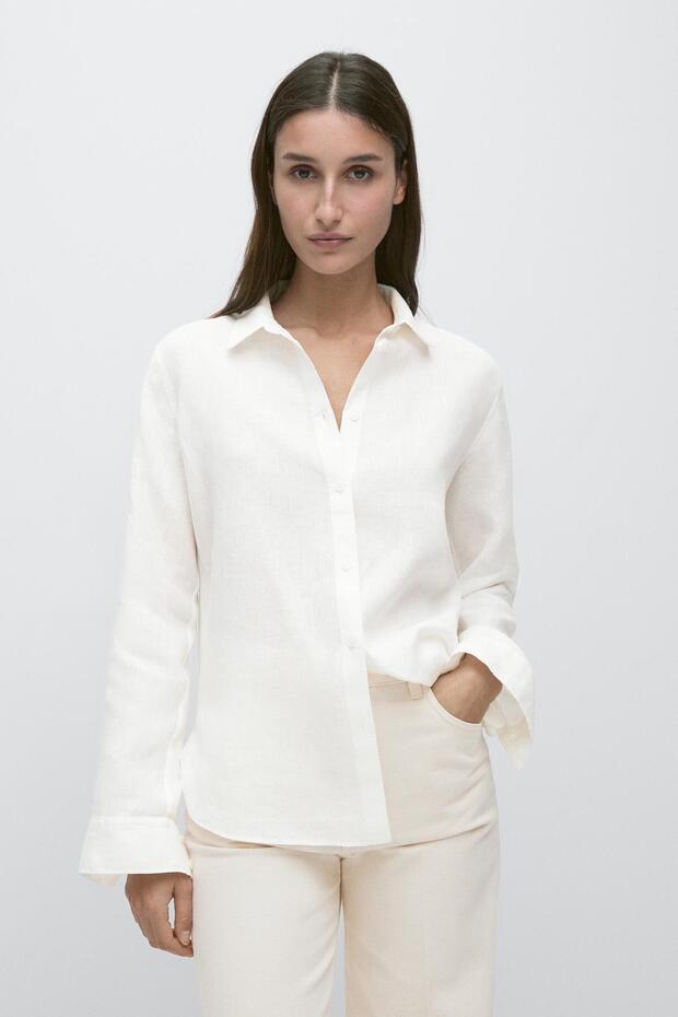 Dökümlü keten gömlek - 2