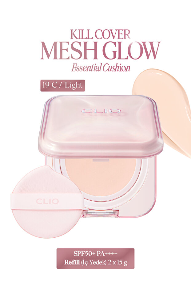 مجموعة Kill Cover Mesh Glow Essential Cushion مع حمض الهيالورونيك (19C Light) SPF50+ PA++++