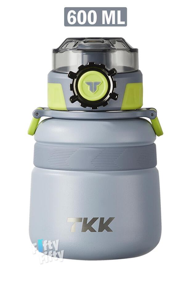 TKK 600 ML Steel Water Bottle Dual Use with Straw/Comfortable Drinking 12 Hours Hot/24 Hours Cold Thermos -20
