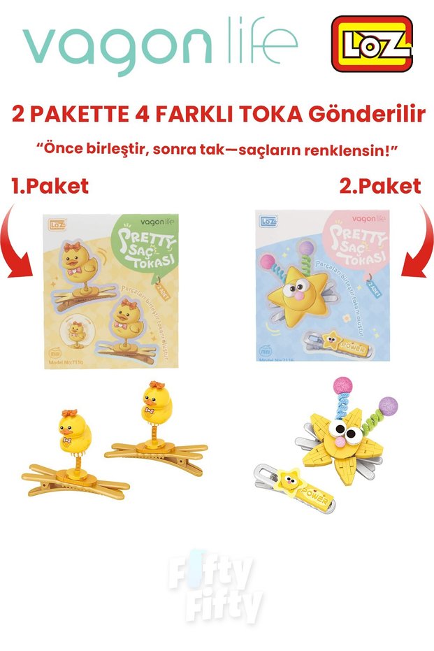 4-Piece Hair Clip Set, Assemble First, Then Attach (2 Packs of 4 Pieces Will Be Sent) Building Block Clip Set Ff